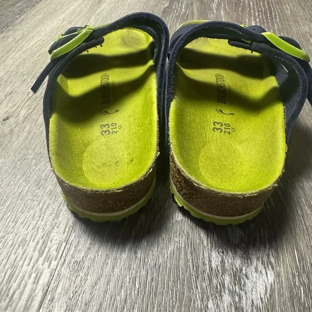 Birkenstock Kid Blue and Green Buckle Sandals